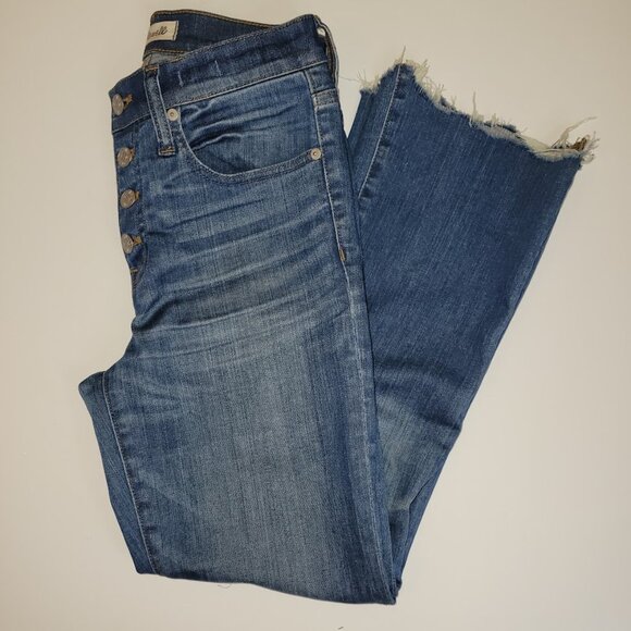 Madewell Cali Demi Boot Cut Jeans Chewed Hem Edition Medium Wash Women's Size 25 - Picture 8 of 13